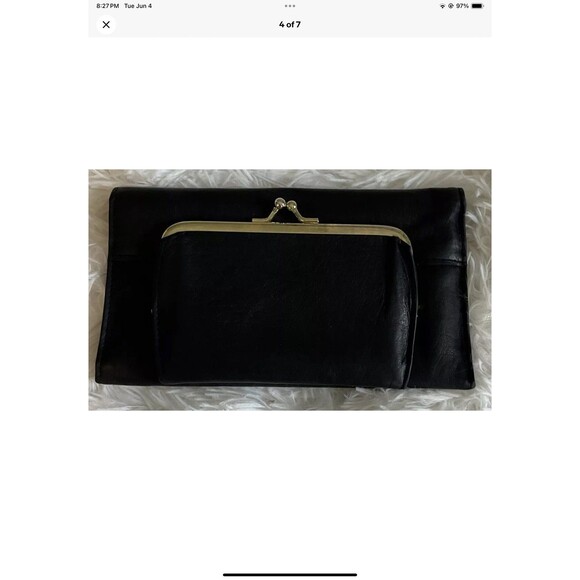 Buxton Women's Black Leather Long Bifold Organizer Wallet with Floral Emboss - Picture 4 of 7